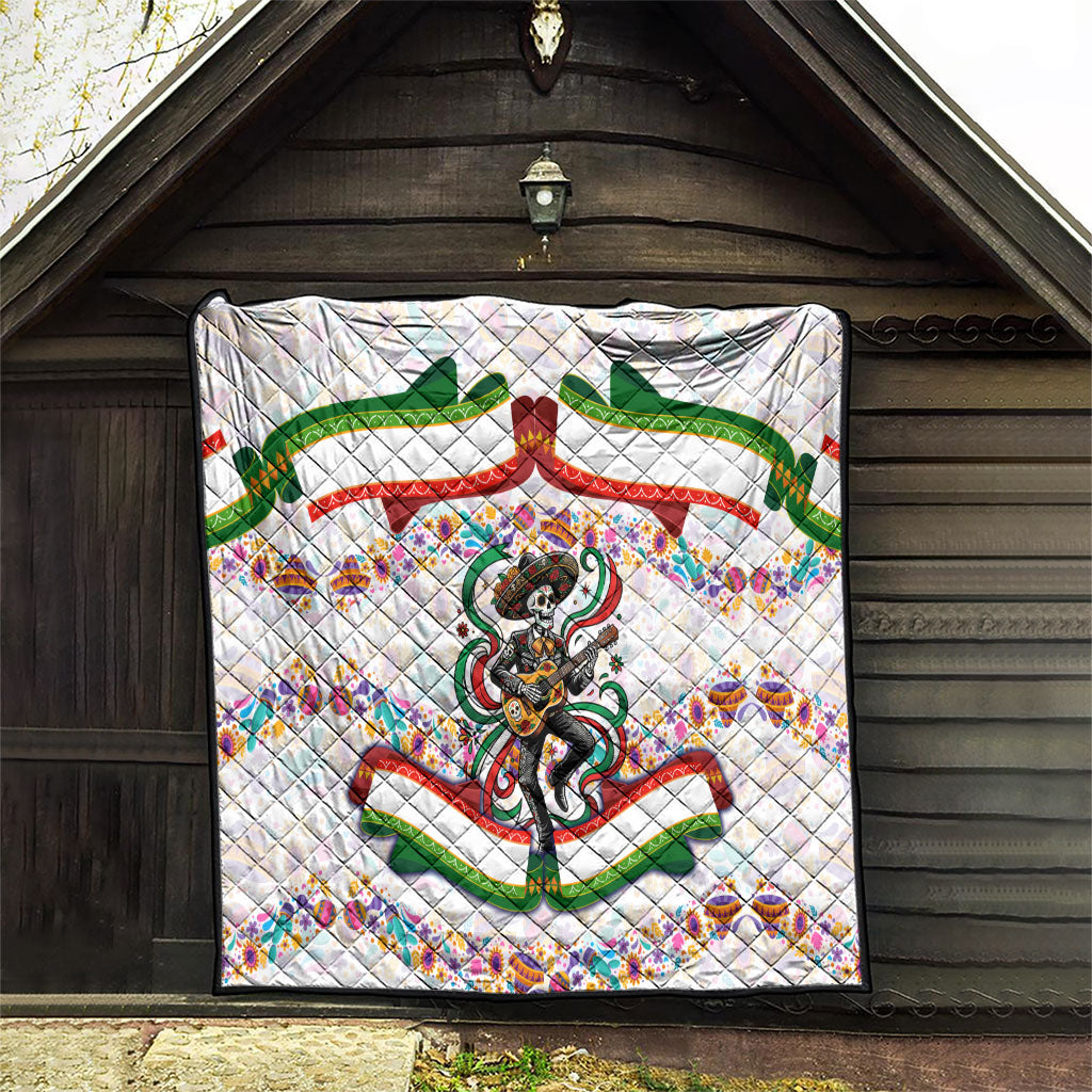 Cinco De Mayo Sugar Skull Mariachi Quilt Mexican Fiesta Floral Skeleton Guitar Folk Art