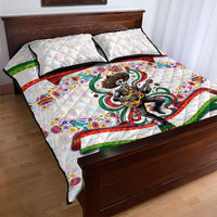 Cinco De Mayo Sugar Skull Mariachi Quilt Bed Set Mexican Fiesta Floral Skeleton Guitar Folk Art