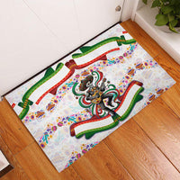 Cinco De Mayo Sugar Skull Mariachi Rubber Doormat Mexican Fiesta Floral Skeleton Guitar Folk Art