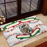 Cinco De Mayo Sugar Skull Mariachi Rubber Doormat Mexican Fiesta Floral Skeleton Guitar Folk Art