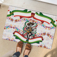 Cinco De Mayo Sugar Skull Mariachi Rubber Doormat Mexican Fiesta Floral Skeleton Guitar Folk Art