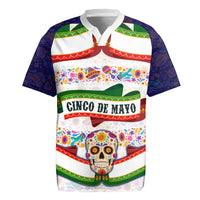 Cinco De Mayo Sugar Skull Mariachi Rugby Jersey Mexican Fiesta Floral Skeleton Guitar Folk Art
