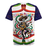 Cinco De Mayo Sugar Skull Mariachi Rugby Jersey Mexican Fiesta Floral Skeleton Guitar Folk Art