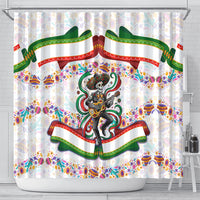 Cinco De Mayo Sugar Skull Mariachi Shower Curtain Mexican Fiesta Floral Skeleton Guitar Folk Art