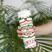 Cinco De Mayo Sugar Skull Mariachi Skinny Tumbler Mexican Fiesta Floral Skeleton Guitar Folk Art