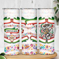 Cinco De Mayo Sugar Skull Mariachi Skinny Tumbler Mexican Fiesta Floral Skeleton Guitar Folk Art