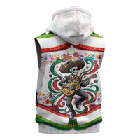 Cinco De Mayo Sugar Skull Mariachi Sleeveless Hoodie Mexican Fiesta Floral Skeleton Guitar Folk Art