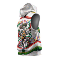 Cinco De Mayo Sugar Skull Mariachi Sleeveless Hoodie Mexican Fiesta Floral Skeleton Guitar Folk Art