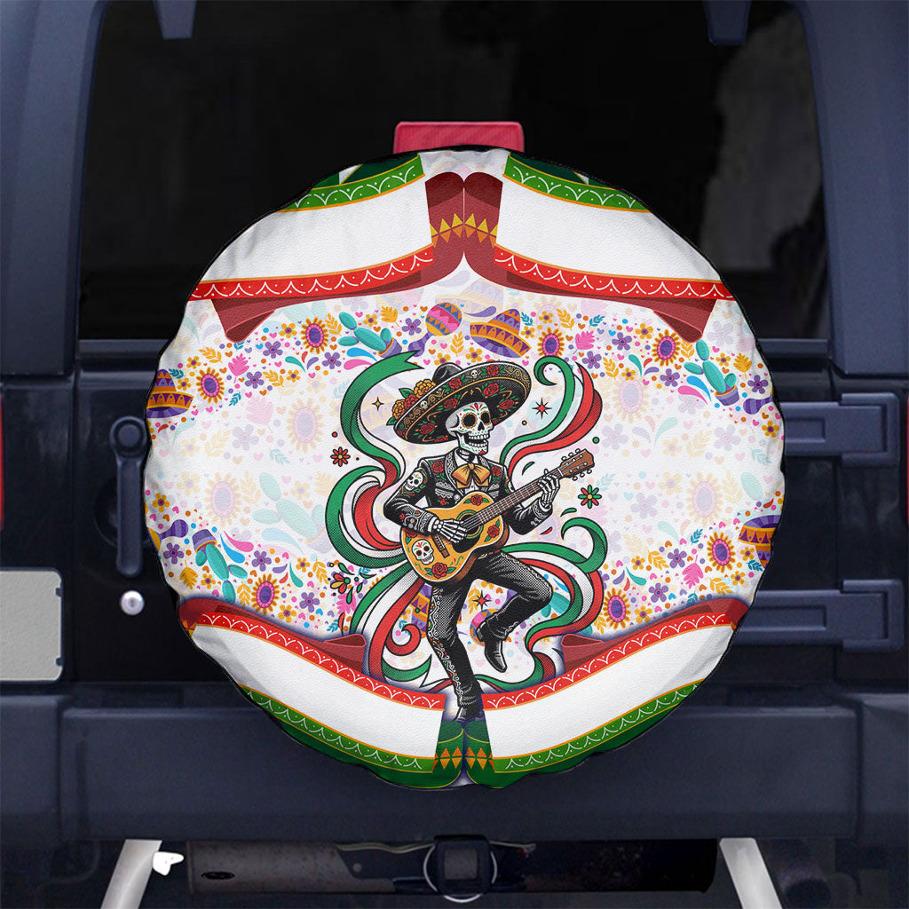 Cinco De Mayo Sugar Skull Mariachi Spare Tire Cover Mexican Fiesta Floral Skeleton Guitar Folk Art