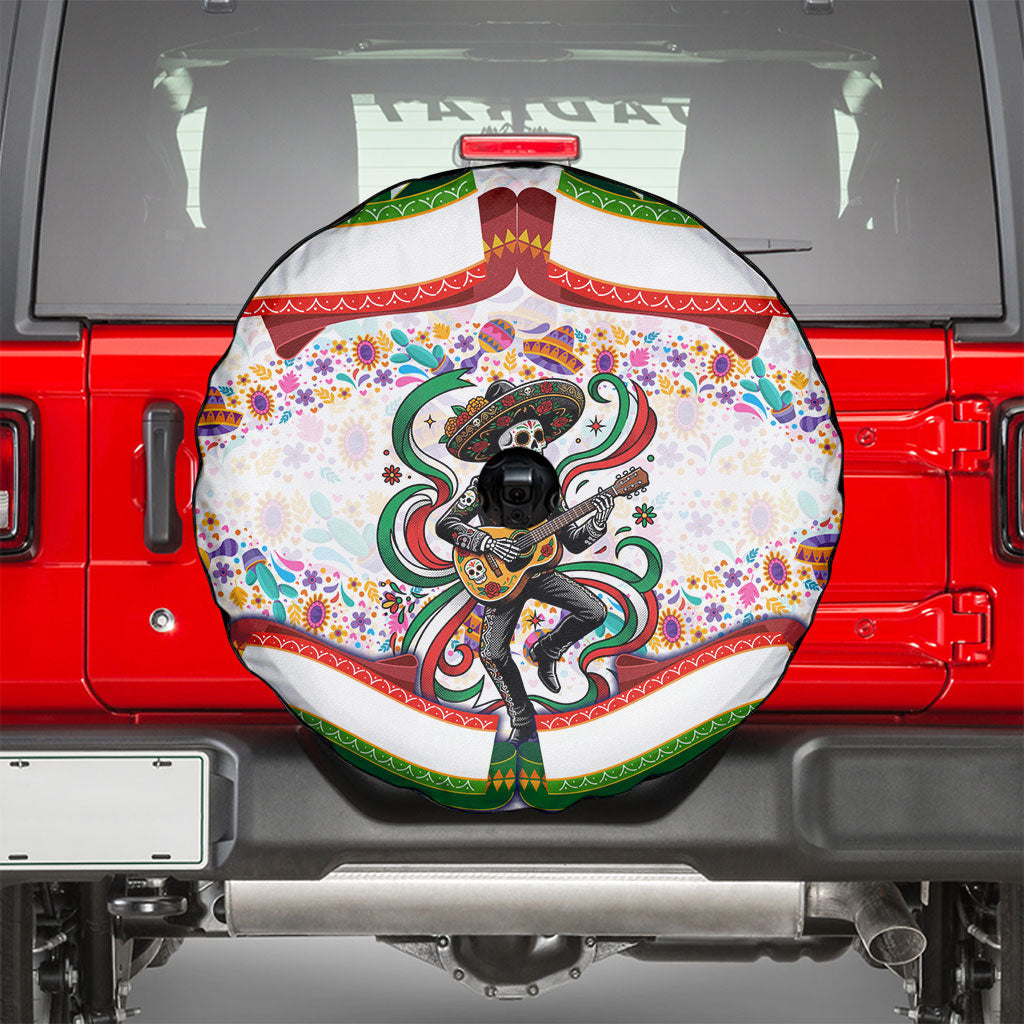 Cinco De Mayo Sugar Skull Mariachi Spare Tire Cover Mexican Fiesta Floral Skeleton Guitar Folk Art