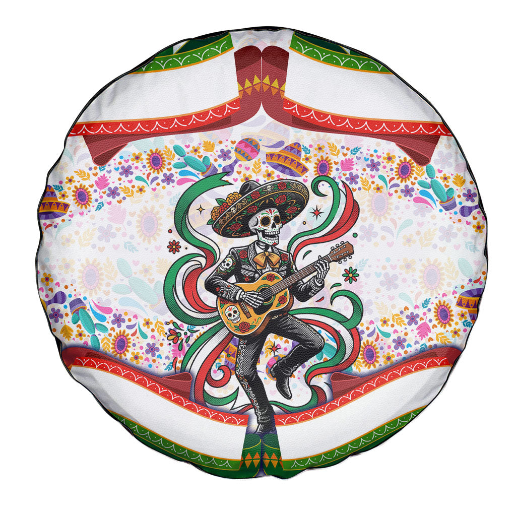 Cinco De Mayo Sugar Skull Mariachi Spare Tire Cover Mexican Fiesta Floral Skeleton Guitar Folk Art