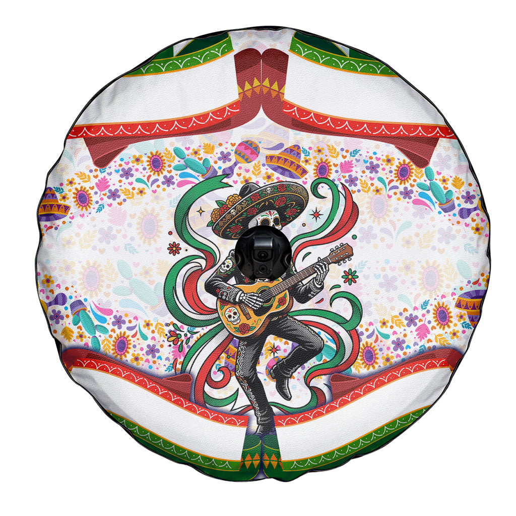 Cinco De Mayo Sugar Skull Mariachi Spare Tire Cover Mexican Fiesta Floral Skeleton Guitar Folk Art