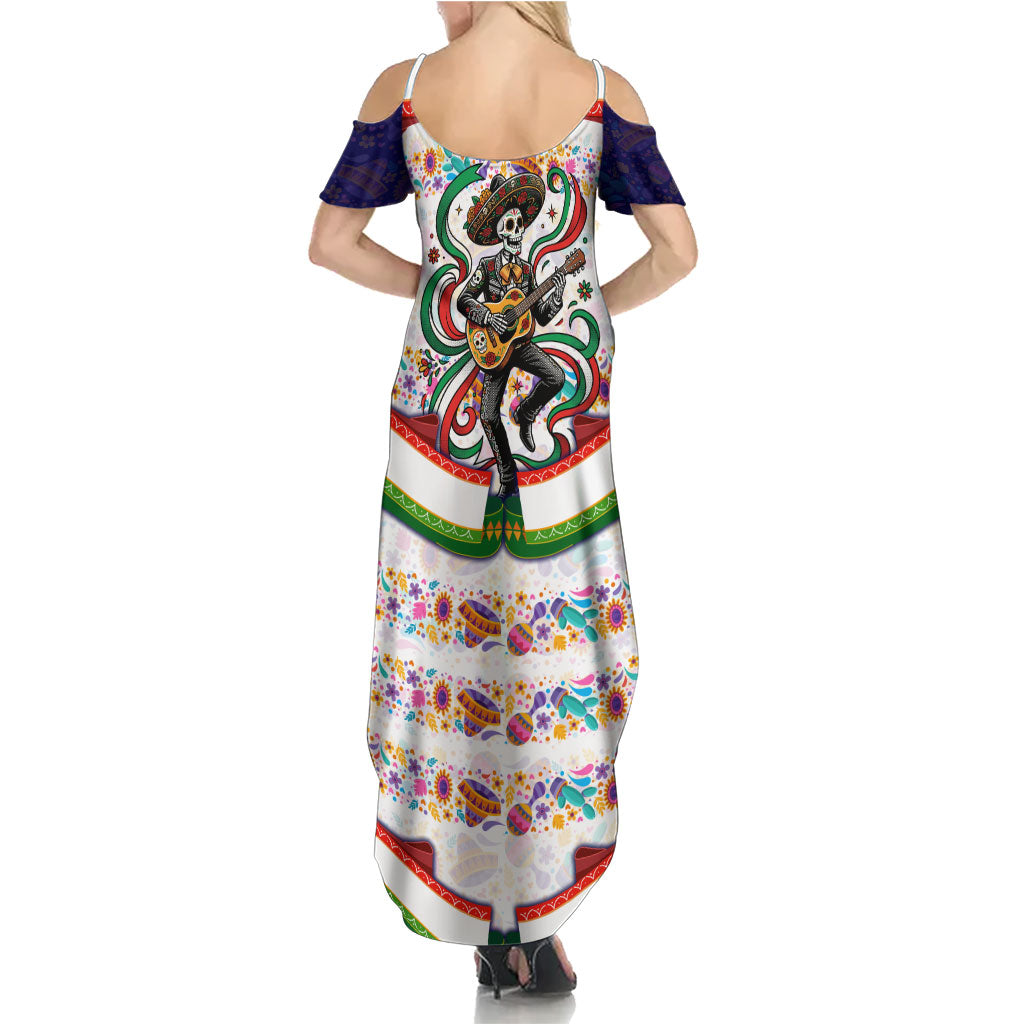 Cinco De Mayo Sugar Skull Mariachi Summer Maxi Dress Mexican Fiesta Floral Skeleton Guitar Folk Art