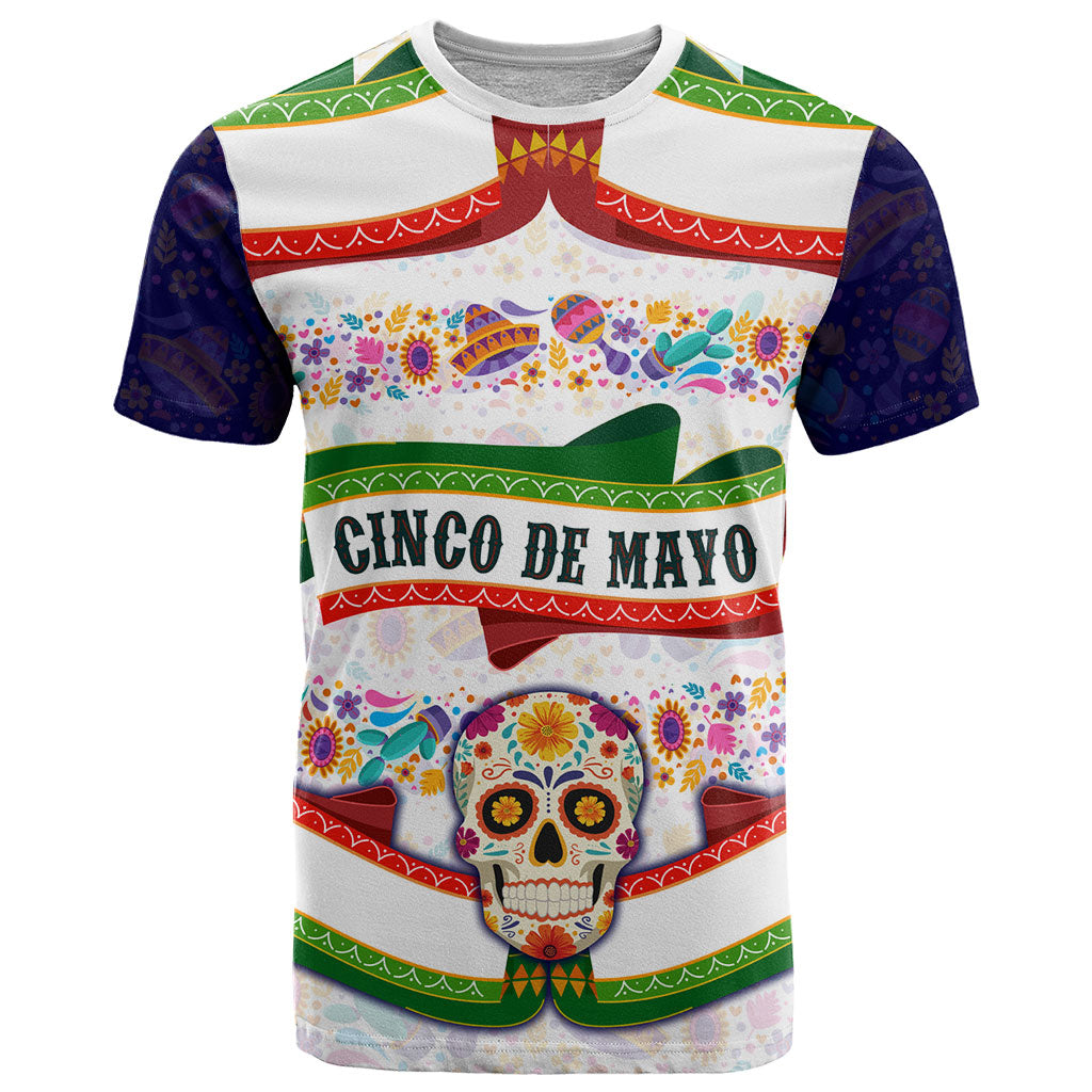 Cinco De Mayo Sugar Skull Mariachi T Shirt Mexican Fiesta Floral Skeleton Guitar Folk Art