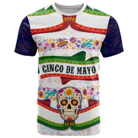 Cinco De Mayo Sugar Skull Mariachi T Shirt Mexican Fiesta Floral Skeleton Guitar Folk Art