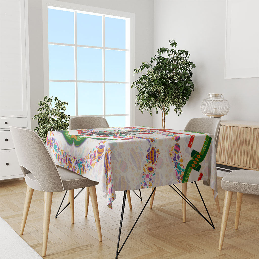 Cinco De Mayo Sugar Skull Mariachi Tablecloth Mexican Fiesta Floral Skeleton Guitar Folk Art