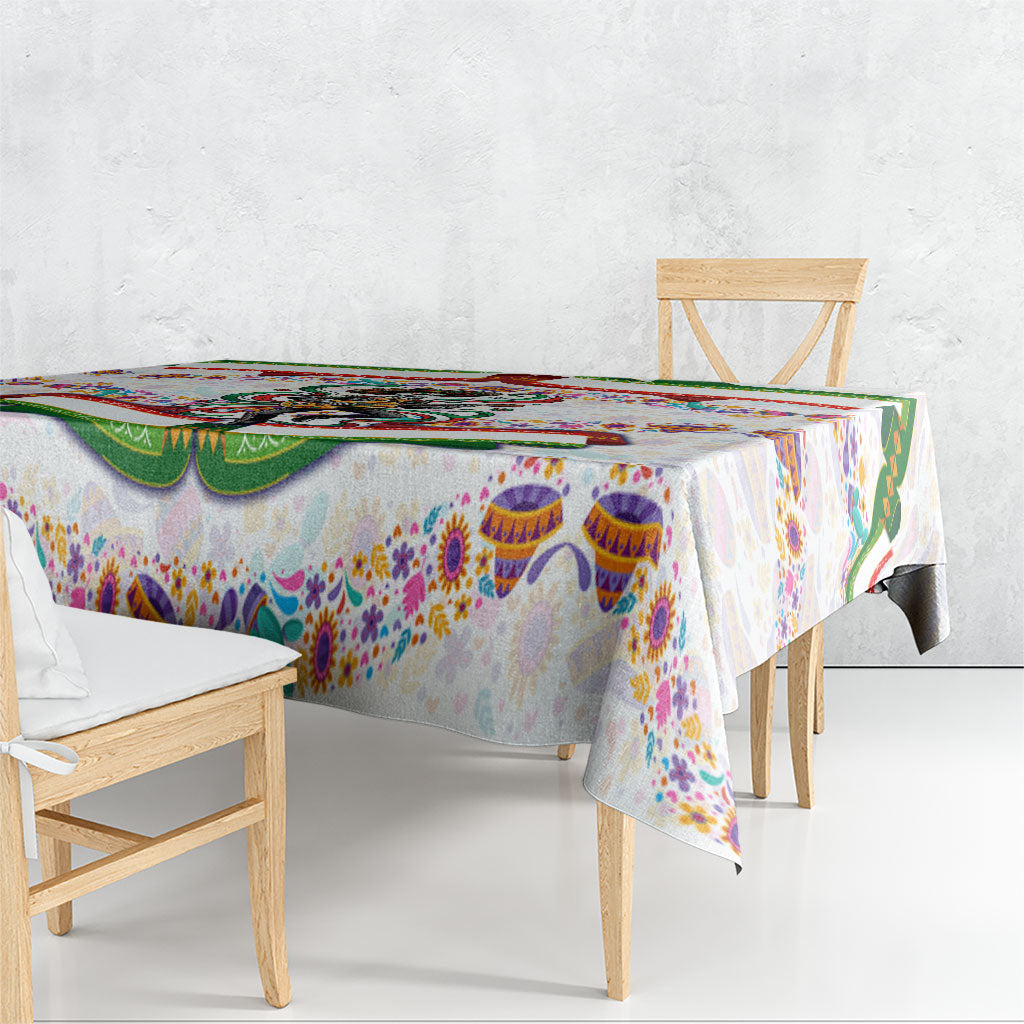 Cinco De Mayo Sugar Skull Mariachi Tablecloth Mexican Fiesta Floral Skeleton Guitar Folk Art