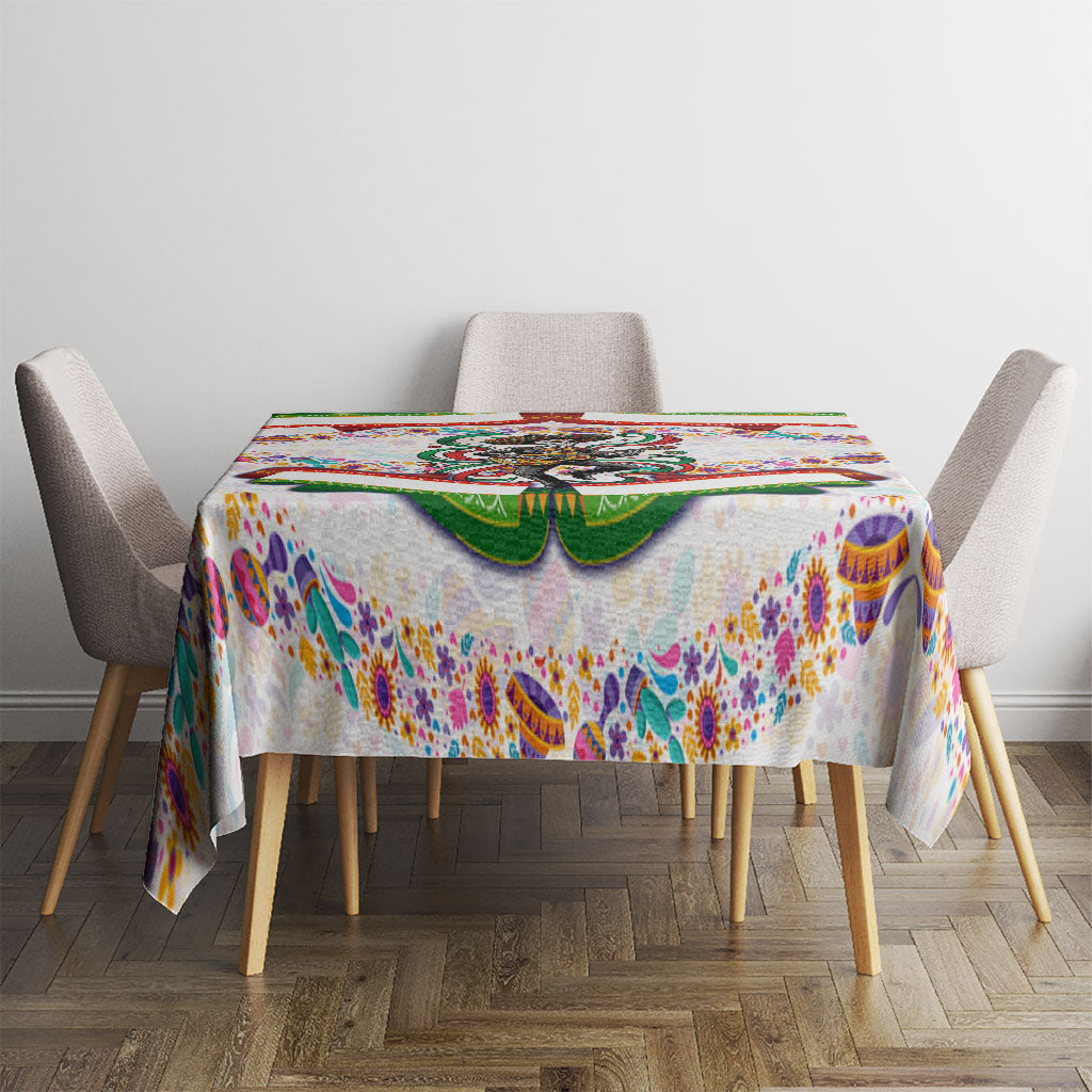 Cinco De Mayo Sugar Skull Mariachi Tablecloth Mexican Fiesta Floral Skeleton Guitar Folk Art