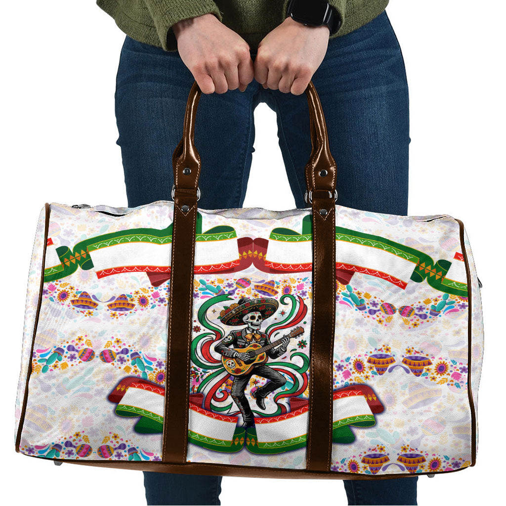 Cinco De Mayo Sugar Skull Mariachi Travel Bag Mexican Fiesta Floral Skeleton Guitar Folk Art
