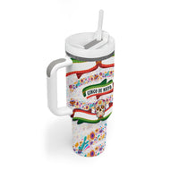 Cinco De Mayo Sugar Skull Mariachi Tumbler With Handle Mexican Fiesta Floral Skeleton Guitar Folk Art
