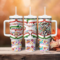 Cinco De Mayo Sugar Skull Mariachi Tumbler With Handle Mexican Fiesta Floral Skeleton Guitar Folk Art