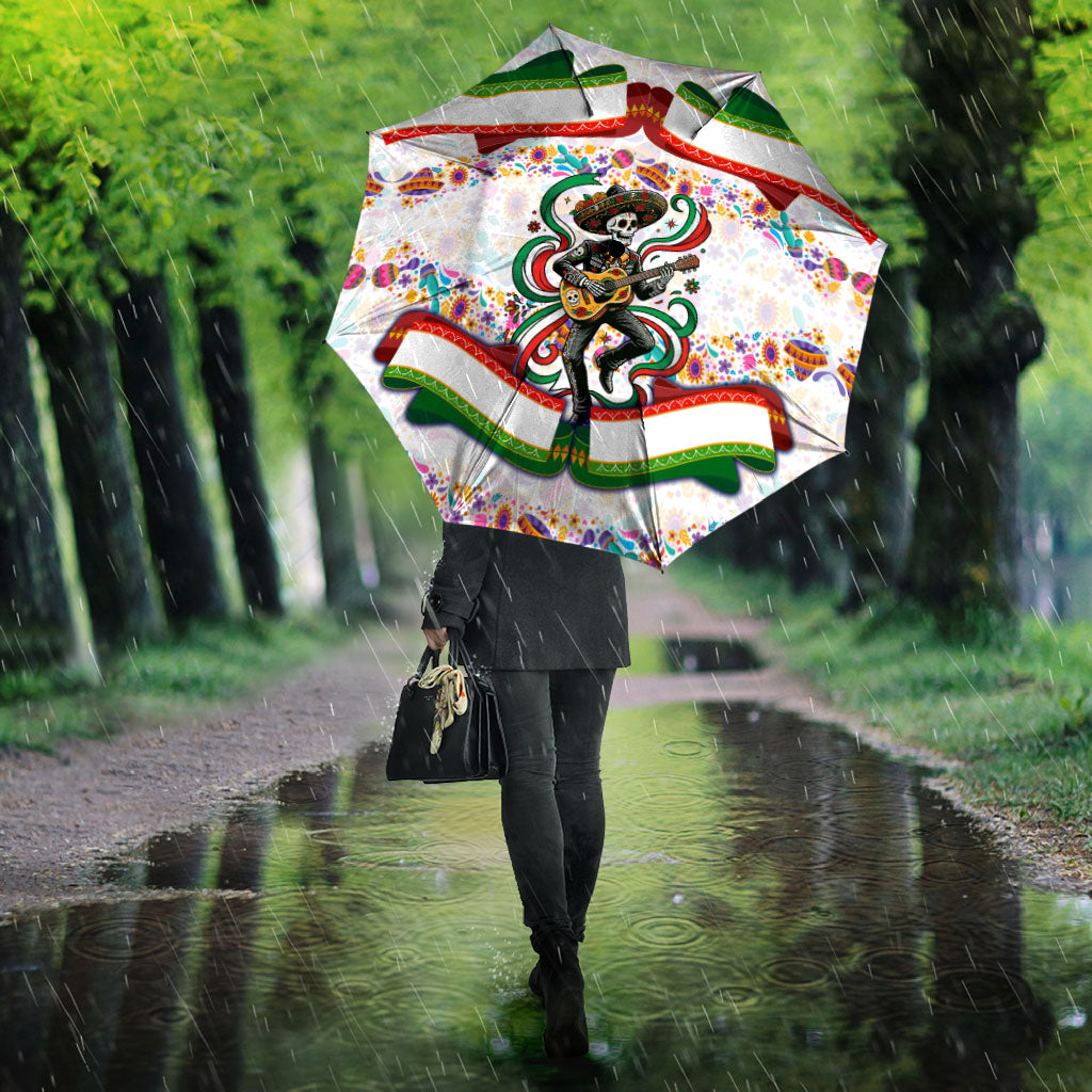 Cinco De Mayo Sugar Skull Mariachi Umbrella Mexican Fiesta Floral Skeleton Guitar Folk Art