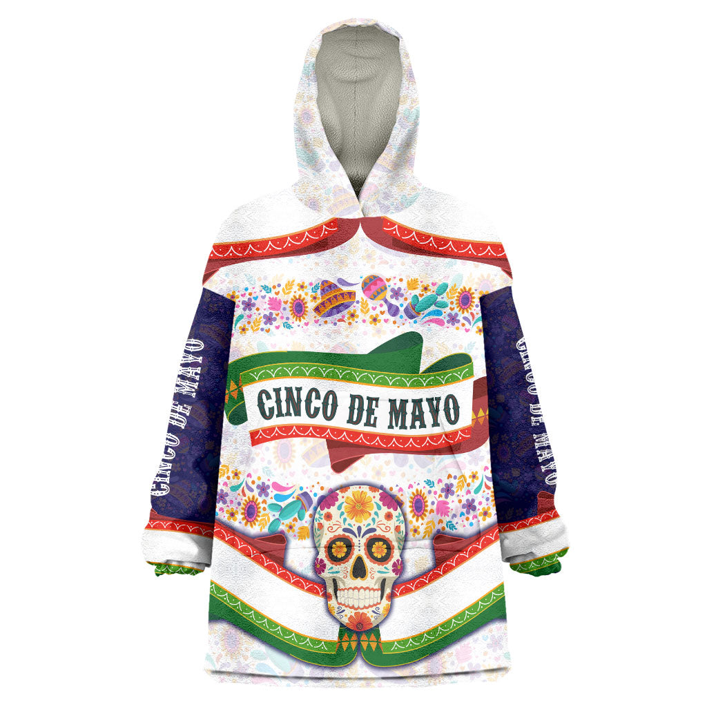 Cinco De Mayo Sugar Skull Mariachi Wearable Blanket Hoodie Mexican Fiesta Floral Skeleton Guitar Folk Art