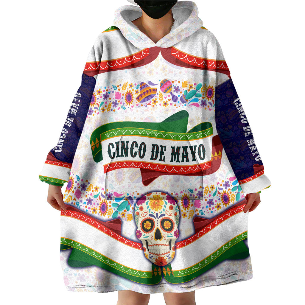 Cinco De Mayo Sugar Skull Mariachi Wearable Blanket Hoodie Mexican Fiesta Floral Skeleton Guitar Folk Art