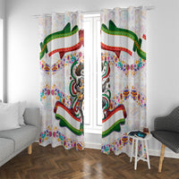 Cinco De Mayo Sugar Skull Mariachi Window Curtain Mexican Fiesta Floral Skeleton Guitar Folk Art