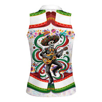 Cinco De Mayo Sugar Skull Mariachi Women Sleeveless Polo Shirt Mexican Fiesta Floral Skeleton Guitar Folk Art