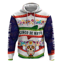 Cinco De Mayo Sugar Skull Mariachi Zip Hoodie Mexican Fiesta Floral Skeleton Guitar Folk Art