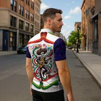 Cinco De Mayo Sugar Skull Mariachi Zipper Polo Shirt Mexican Fiesta Floral Skeleton Guitar Folk Art