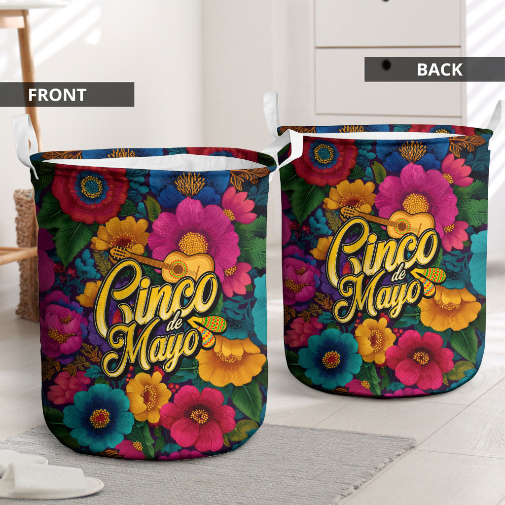 Cinco De Mayo Laundry Basket Mariachi Dancer - Vibrant Mexican Floral Fiesta Guitar Folk Art