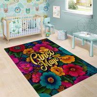 Cinco De Mayo Area Rug Mariachi Dancer - Vibrant Mexican Floral Fiesta Guitar Folk Art