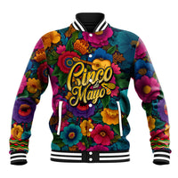 Cinco De Mayo Baseball Jacket Mariachi Dancer - Vibrant Mexican Floral Fiesta Guitar Folk Art