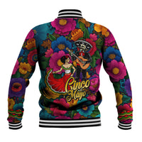 Cinco De Mayo Baseball Jacket Mariachi Dancer - Vibrant Mexican Floral Fiesta Guitar Folk Art