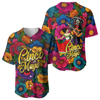 Cinco De Mayo Baseball Jersey Mariachi Dancer - Vibrant Mexican Floral Fiesta Guitar Folk Art