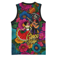 Cinco De Mayo Basketball Jersey Mariachi Dancer - Vibrant Mexican Floral Fiesta Guitar Folk Art