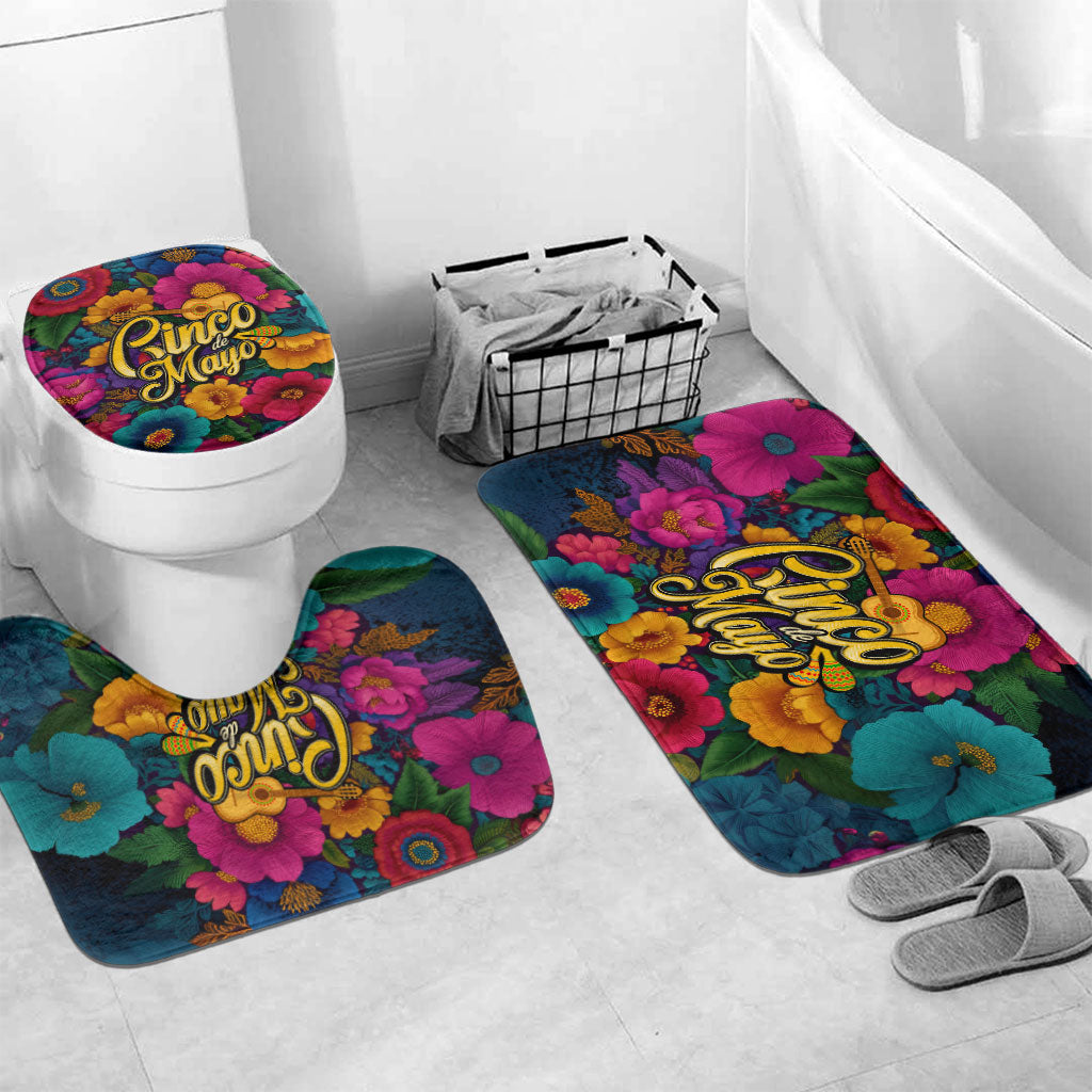 Cinco De Mayo Bathroom Set Mariachi Dancer - Vibrant Mexican Floral Fiesta Guitar Folk Art