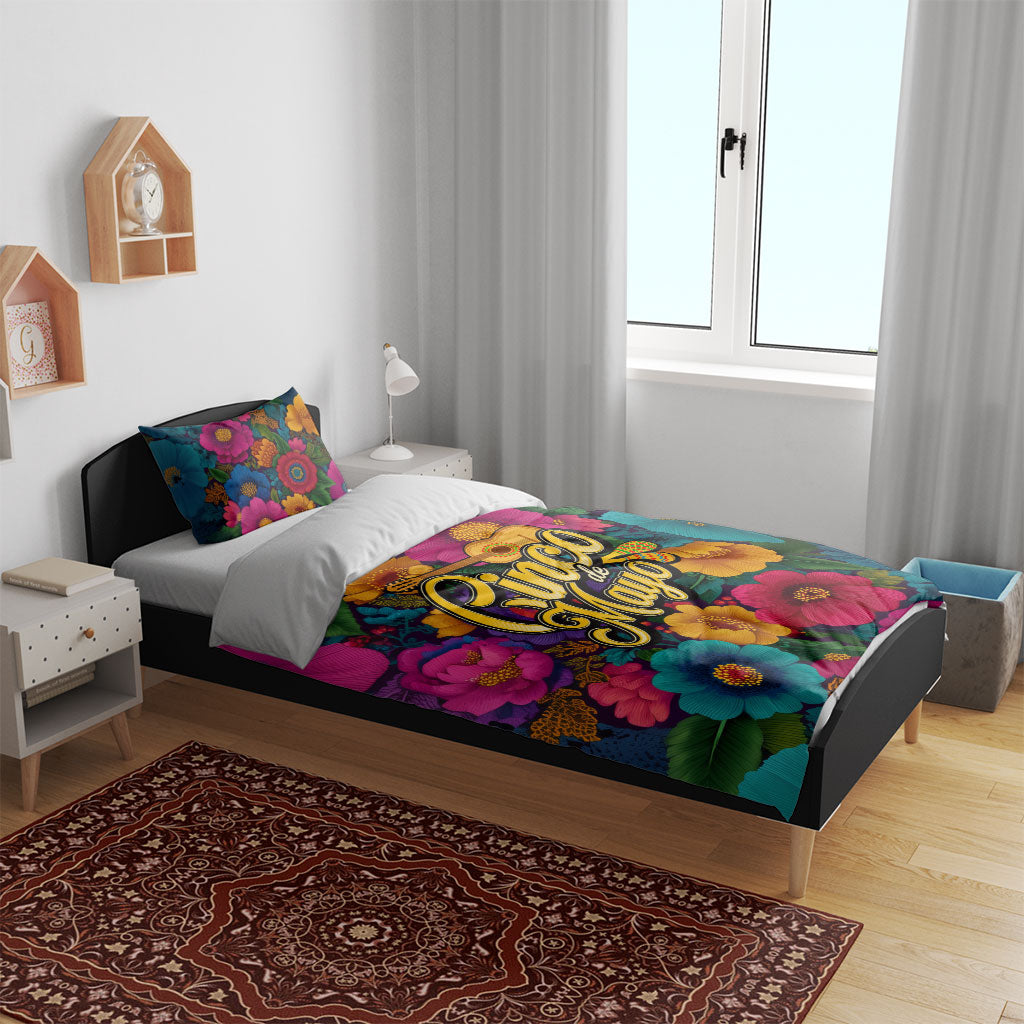 Cinco De Mayo Bedding Set Mariachi Dancer - Vibrant Mexican Floral Fiesta Guitar Folk Art