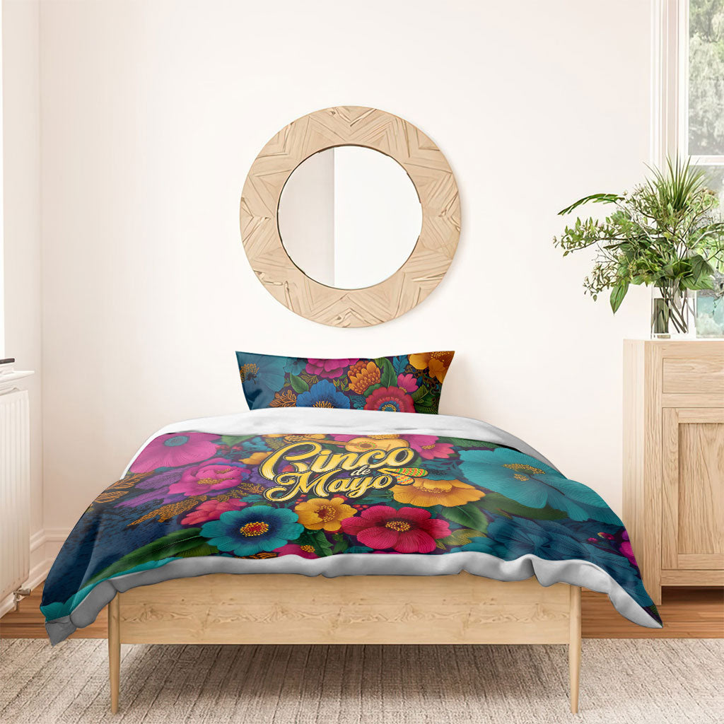Cinco De Mayo Bedding Set Mariachi Dancer - Vibrant Mexican Floral Fiesta Guitar Folk Art