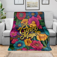 Cinco De Mayo Blanket Mariachi Dancer - Vibrant Mexican Floral Fiesta Guitar Folk Art