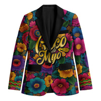Cinco De Mayo Blazer Mariachi Dancer - Vibrant Mexican Floral Fiesta Guitar Folk Art