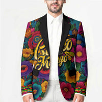 Cinco De Mayo Blazer Mariachi Dancer - Vibrant Mexican Floral Fiesta Guitar Folk Art