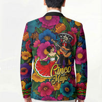 Cinco De Mayo Blazer Mariachi Dancer - Vibrant Mexican Floral Fiesta Guitar Folk Art