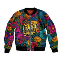 Cinco De Mayo Bomber Jacket Mariachi Dancer - Vibrant Mexican Floral Fiesta Guitar Folk Art