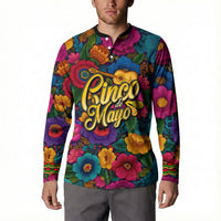 Cinco De Mayo Button Sweatshirt Mariachi Dancer - Vibrant Mexican Floral Fiesta Guitar Folk Art