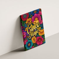 Cinco De Mayo Canvas Wall Art Mariachi Dancer - Vibrant Mexican Floral Fiesta Guitar Folk Art