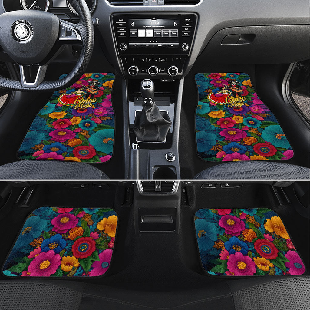 Cinco De Mayo Car Mats Mariachi Dancer - Vibrant Mexican Floral Fiesta Guitar Folk Art