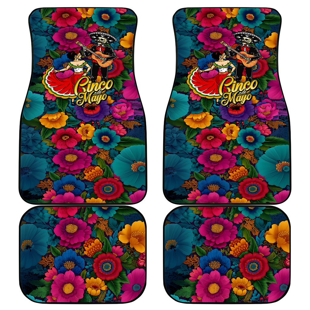 Cinco De Mayo Car Mats Mariachi Dancer - Vibrant Mexican Floral Fiesta Guitar Folk Art